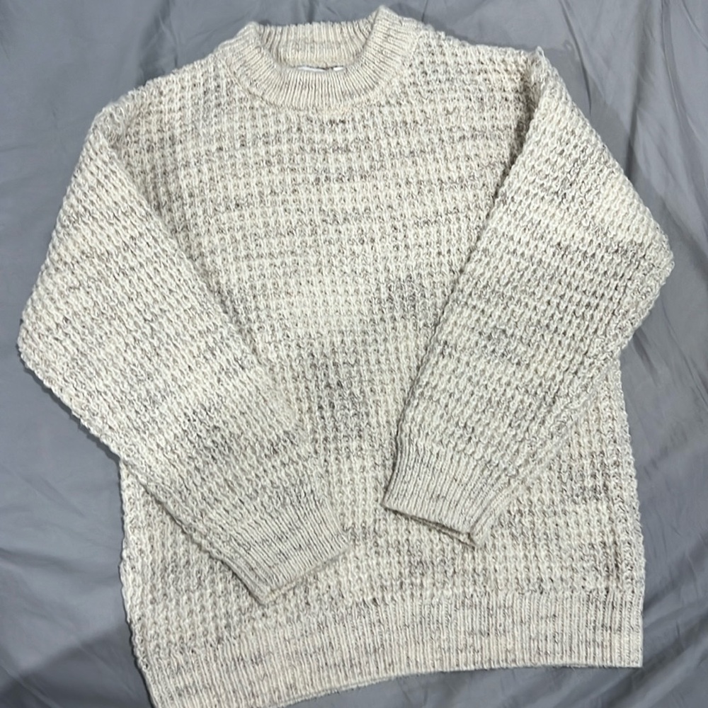 Zara girls/boys Chunky Knit Ecru and Grey Sweater